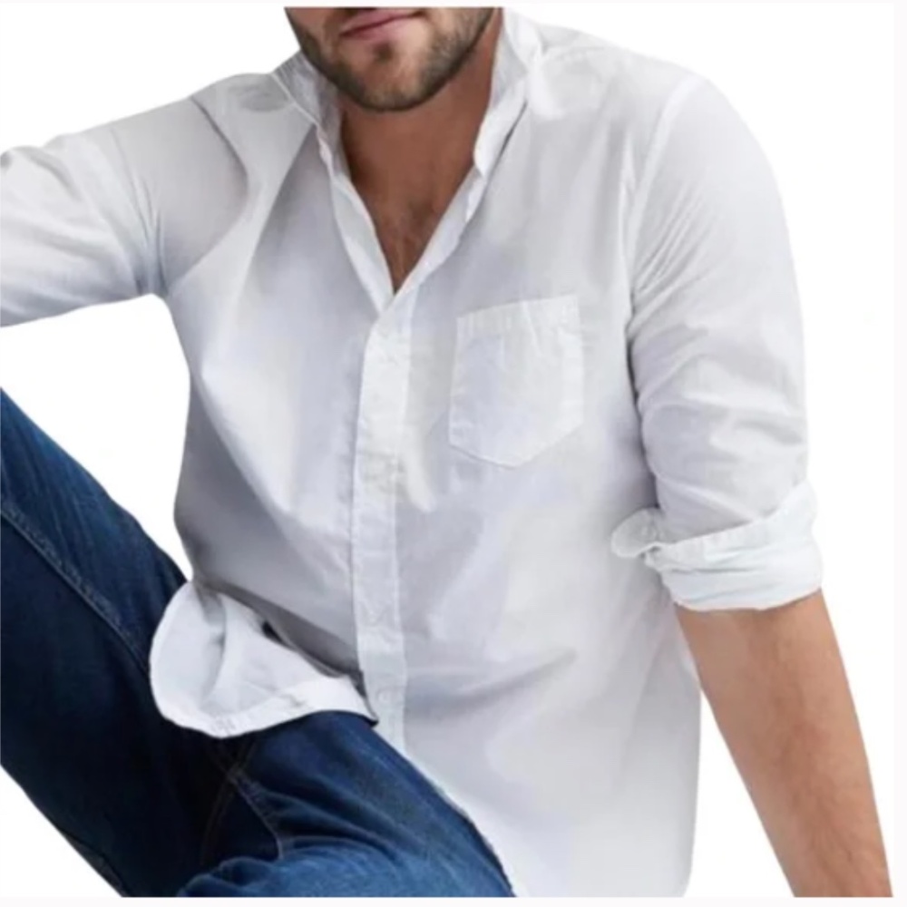 Frank & Eileen Luke Button Up Shirt White S